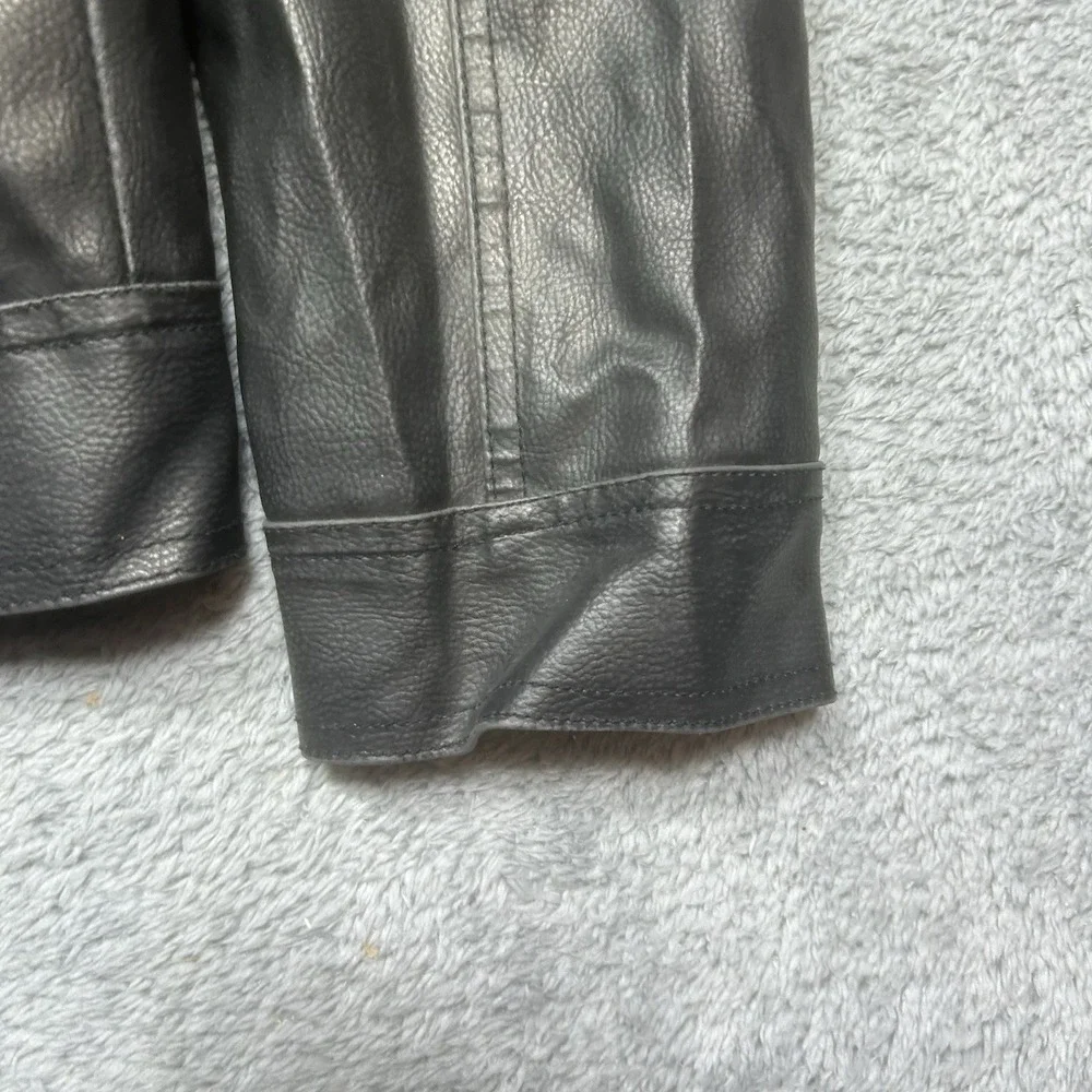 GUESS  Faux-Leather Jacket Men's L Black Moto Racer Coat Biker‎ Full Zip
